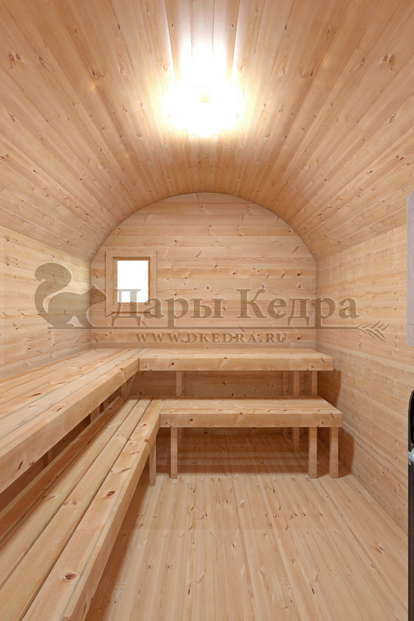 Баня-бочка буханка из кедра с боковым входом (все размеры)