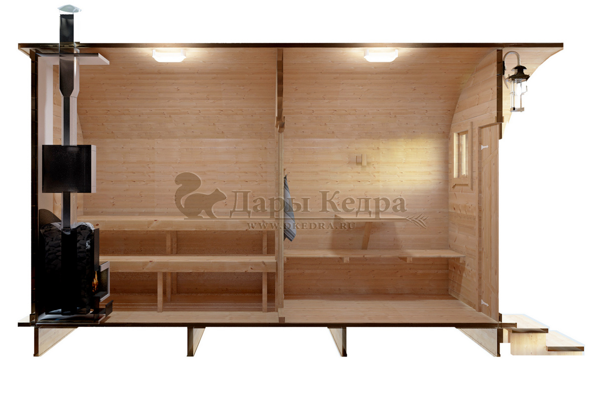 Баня-бочка буханка из кедра 3 метра