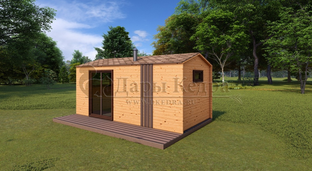 Каркасная баня Барн из кедра 5х2,2 м